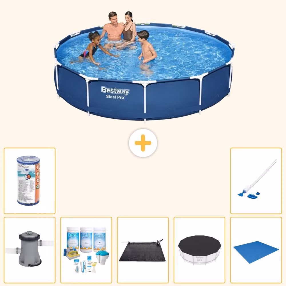 Bestway Steel Pro, piscina in acciaio, forma rotonda - 366x76 cm - 8 pezzi, modello S21593