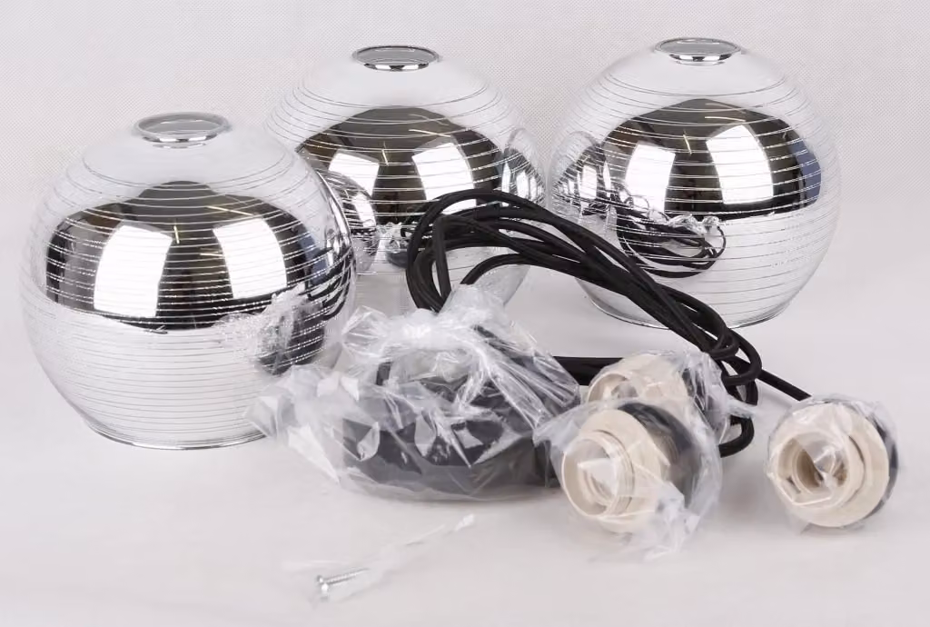 Lampadario a sospensione Trio Leuchten in metallo cromato e vetro trasparente con 3 lampadine E27 – 2