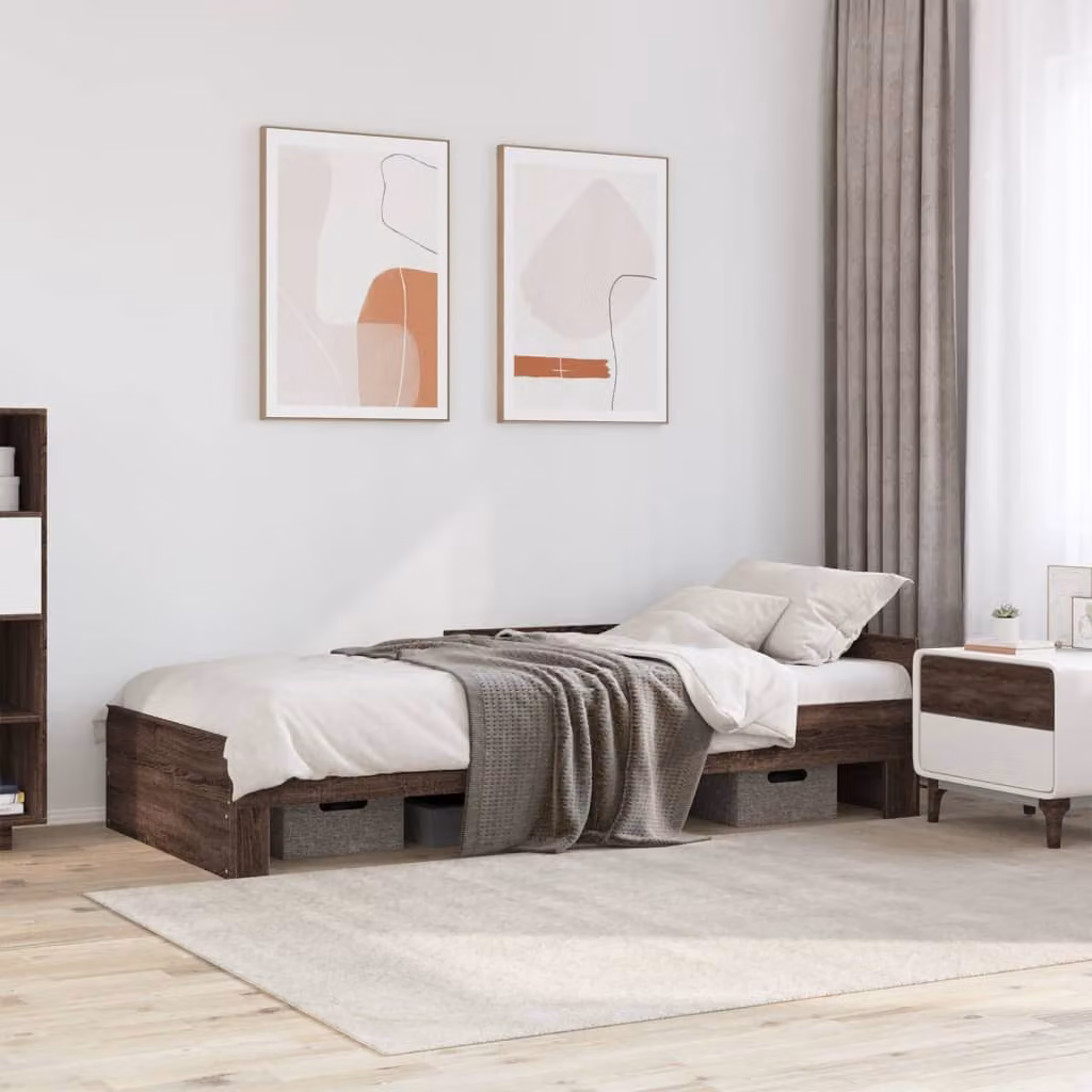 Giroletto vidaXL in legno rover marrone senza materasso L: 75 cm, P: 190 cm