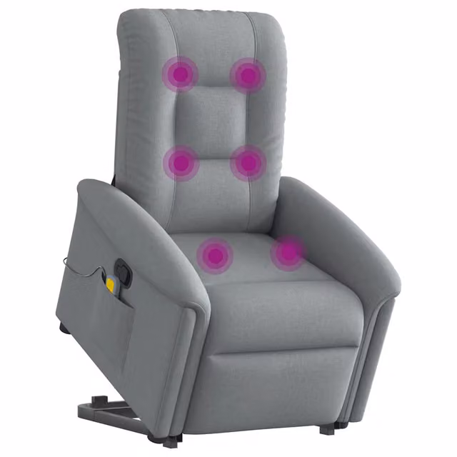 Poltrona | Sedia Relax Alzapersona Massaggi Reclinabile Grigio Chiaro Tessuto