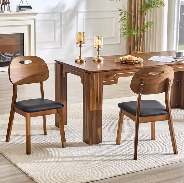 Set di 2 sedie da pranzo 95;5x35;5x54 cm nere in PU con schienale ovale