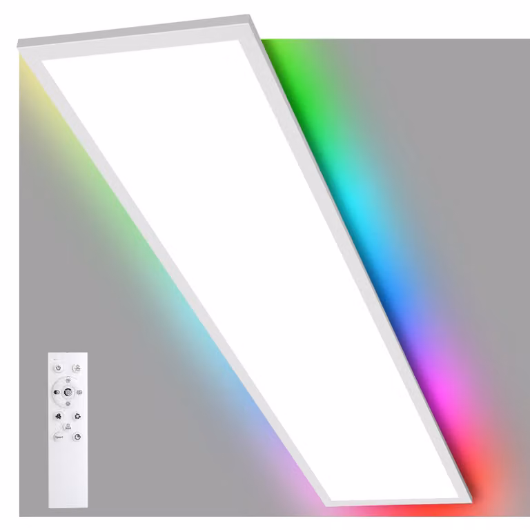 Pannello a soffitto LED RGB - 40W, 120x30 cm - Alluminio bianco - Dimmerabile con telecomando - Ideale per soggiorno, camera da letto, ufficio