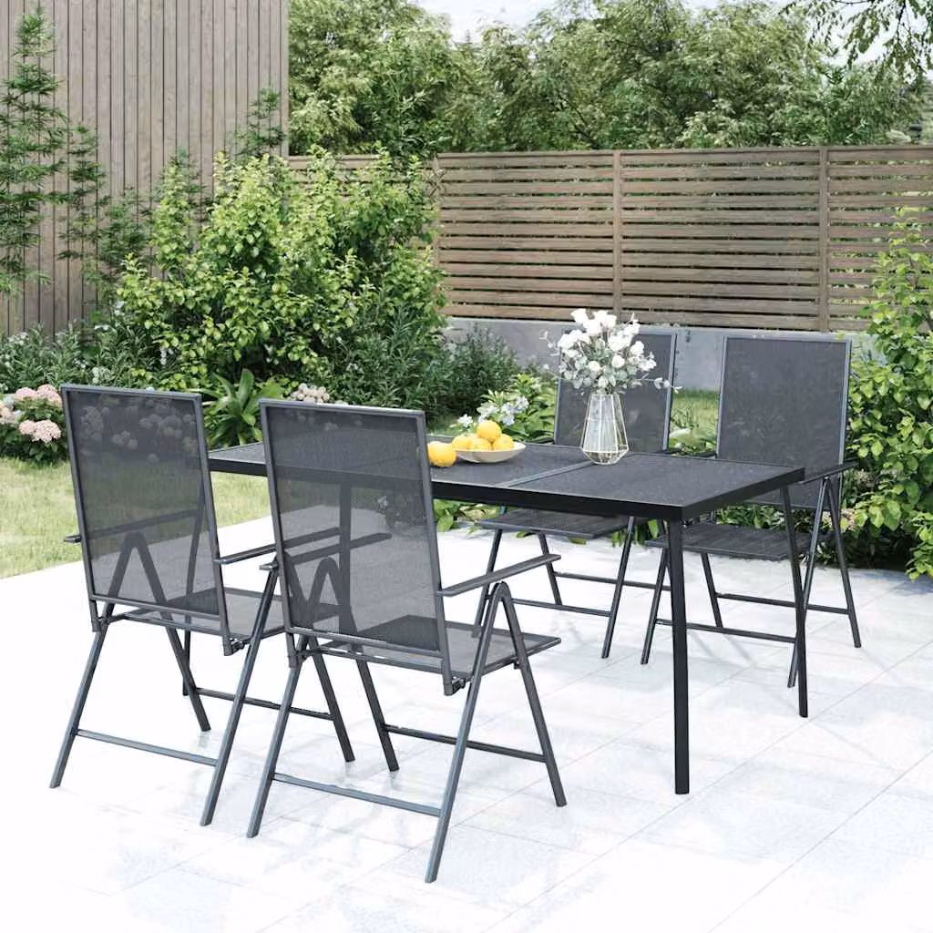 Set da pranzo da giardino moderno vidaXL in acciaio antracite opaco, 5 pezzi