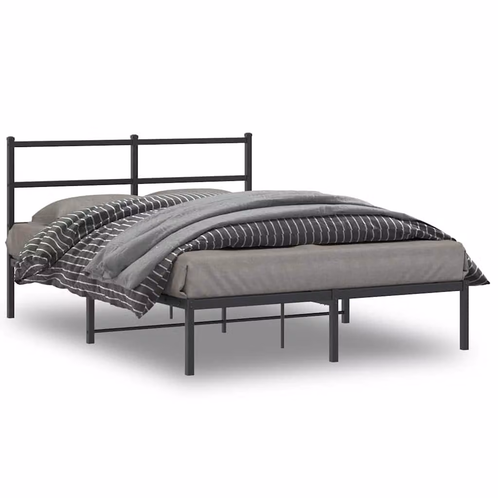vidaXL Giroletto con Testiera in Metallo Nero L: 140 cm, P: 200 cm