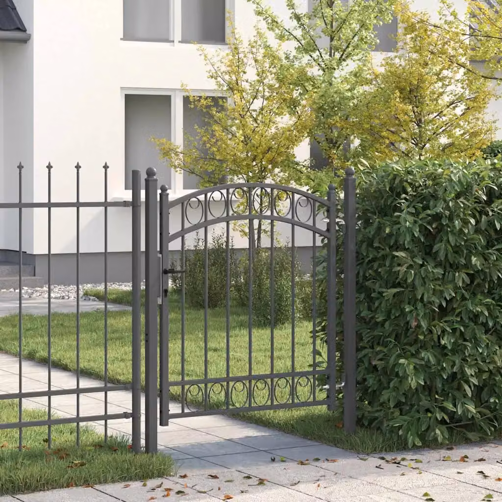 Cancello per recinzione singolo vidaXL EMMEN in acciaio grigio antracite L: 125 cm, H: 100 cm