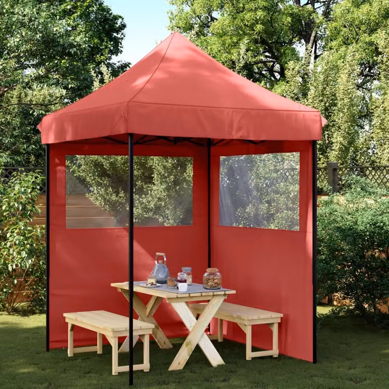 Maison Exclusive - Tenda da festa pieghevole pop-up con 2 pannelli laterali, rosso bordeaux
