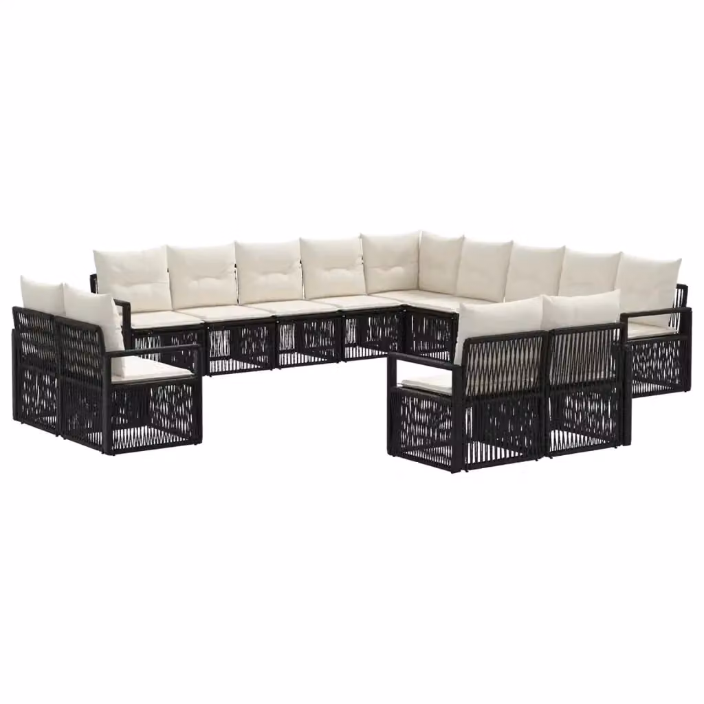 Set Divano da Giardino a L vidaXL in Polyrattan Nero con Cuscini e Struttura in Acciaio – 2