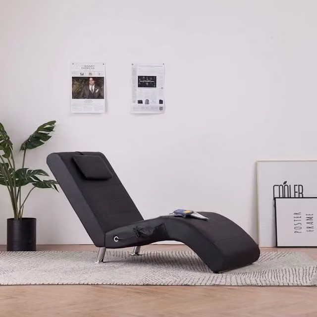 Sdraio Massaggiante con Cuscino Nero in Similpelle 281284