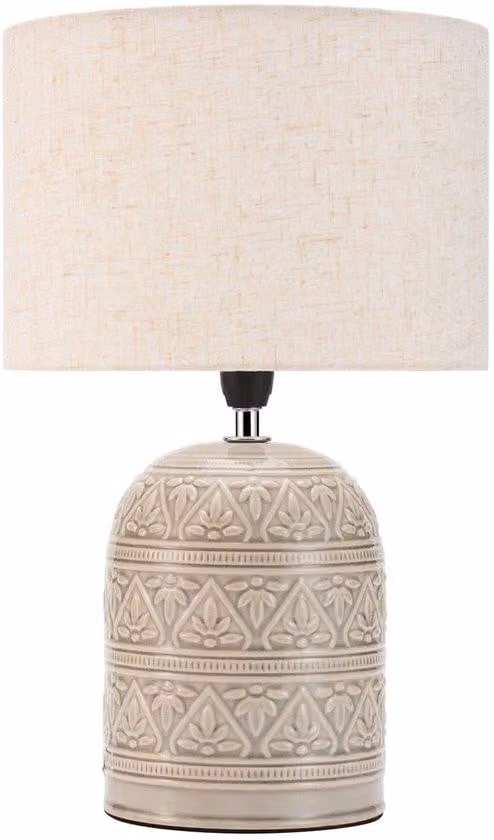 Lampada da tavolo Unyqoos® in stile bohémien: base in Vetroceramica artigianale, paralume in tessuto, attacco E14, massimo 20 W, lampada decorativa per soggiorno e camera da letto
