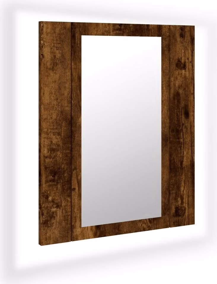Mobile Bagno Specchio LED Rovere Fumo 40x12x45cm Multistrato