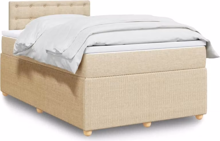 Maison Exclusive - Giroletto a Molle con Materasso Crema 120x200 cm in Tessuto