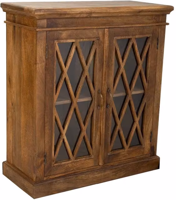 Mobile da ingresso Wanderlust Deco in legno e vetro marrone con 2 ante in vetro L: 90 cm, P: 40 cm, H: 100 cm