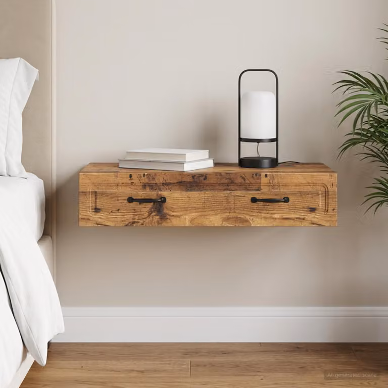 vidaXL Tavolino da parete moderno in legno marrone con ante a battente e ripiani interni L: 87,5 cm, P: 34,5 cm, H: 17 cm