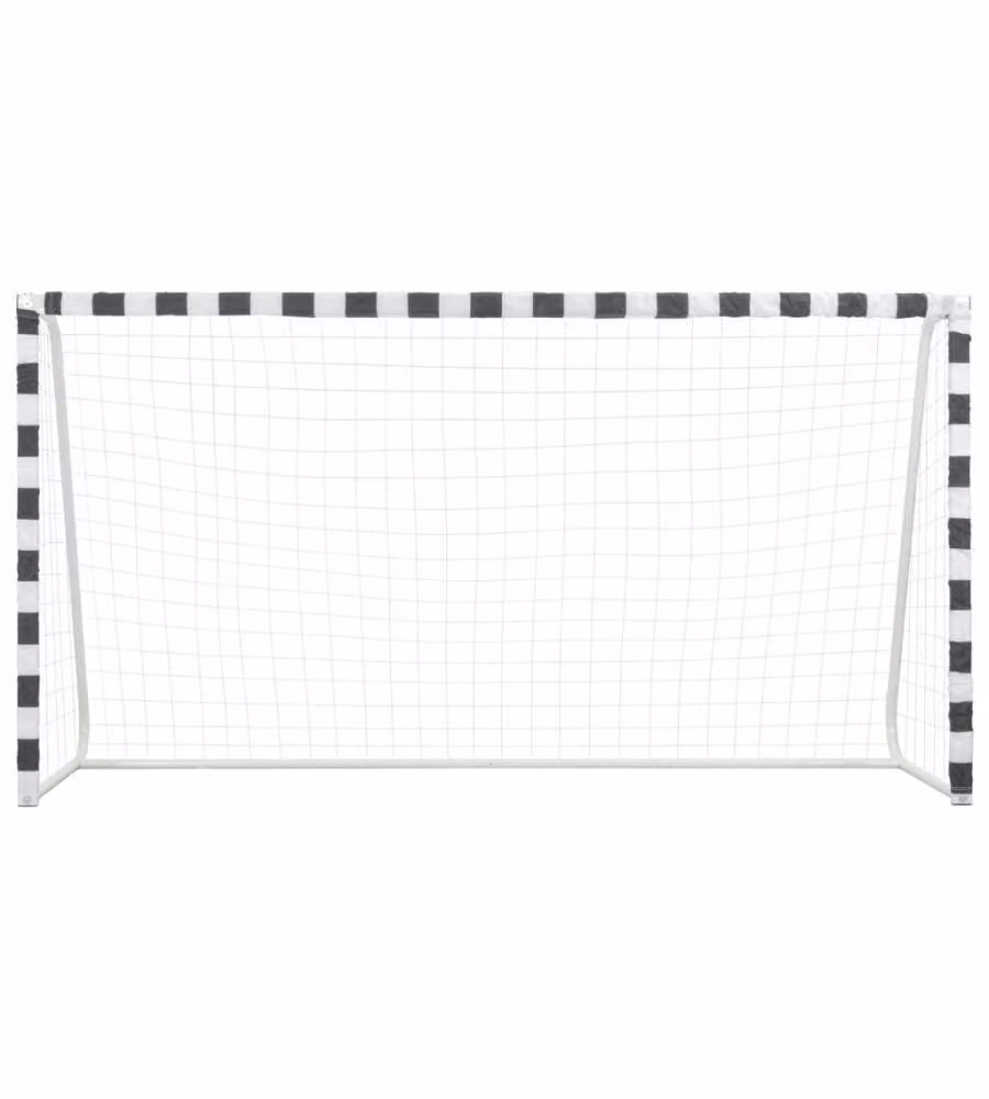 Porta da Calcio 300x160x90 cm in Metallo Bianco e Nero