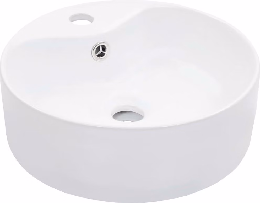 The Living Store Lavabo con troppopieno 36 x 13 cm in Vetroceramica bianca