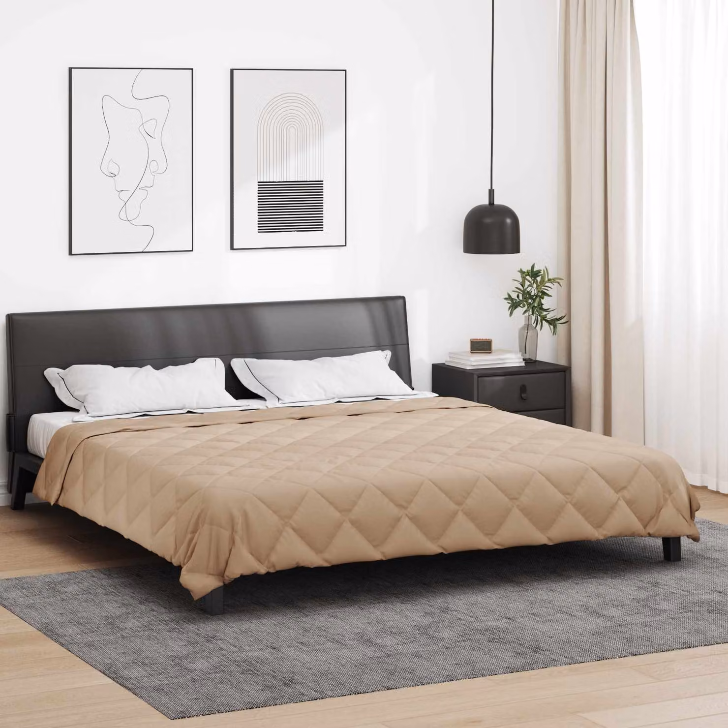 vidaXL Piumone Estivo in Microfibra Traspirante, Disponibile in Beige o Grigio, L/P: 200 x 200 cm