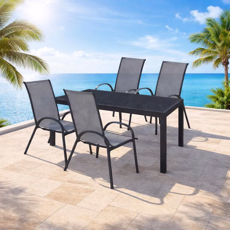 Set da giardino Set di sedute 5 pezzi L125xL70cm Non-Legno Antracite