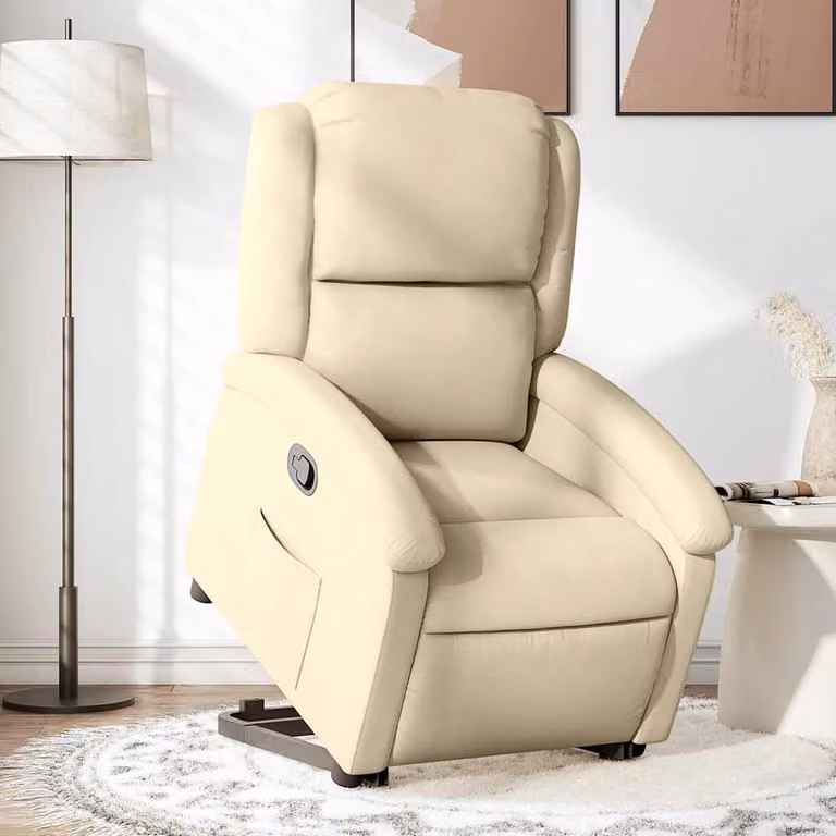 vidaXL Poltrona Alzapersona Reclinabile Beige con Assistenza Elettrica e Braccioli