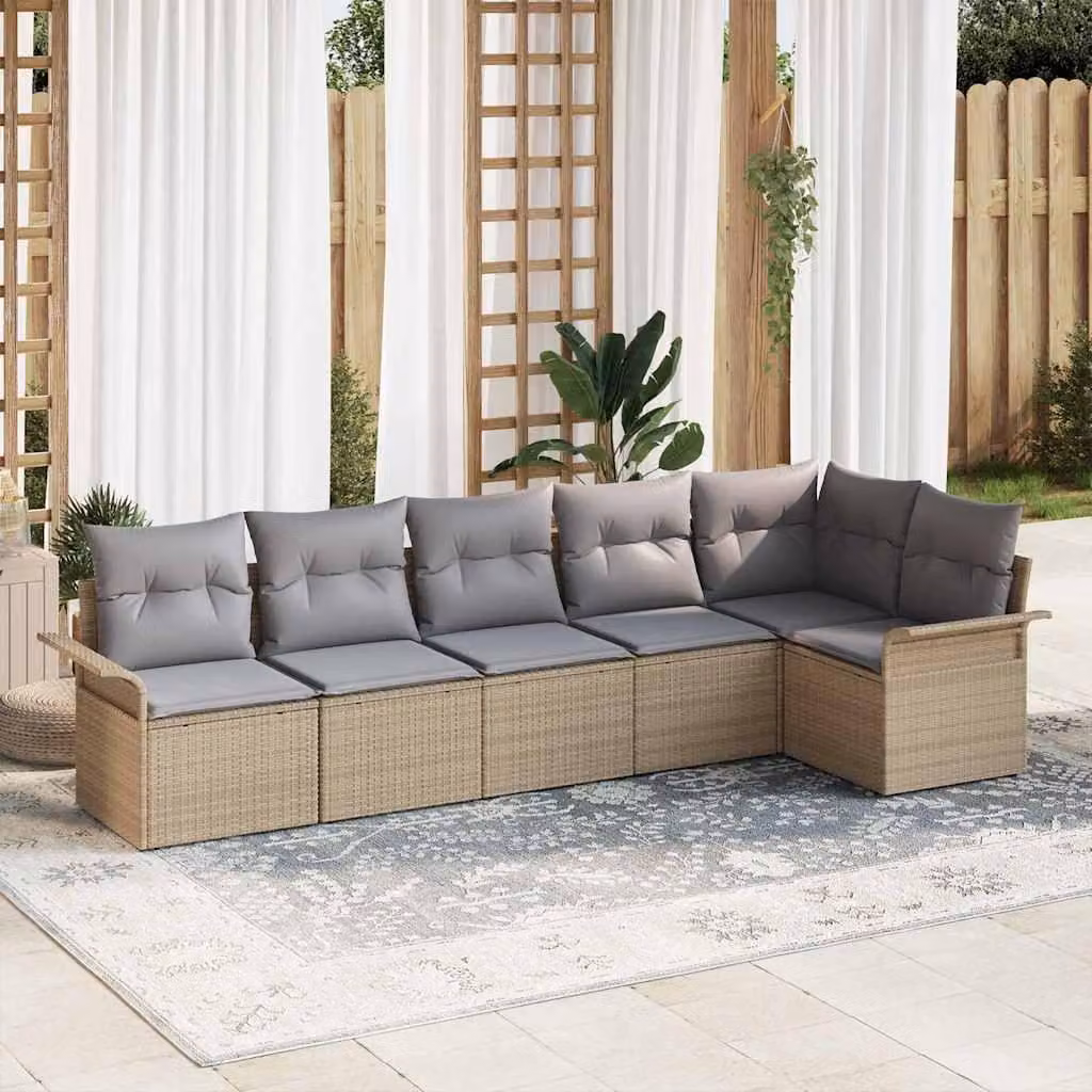 Maison Exclusive - Set Divano da Giardino con cuscino 6 pcs Beige Poly Rattan