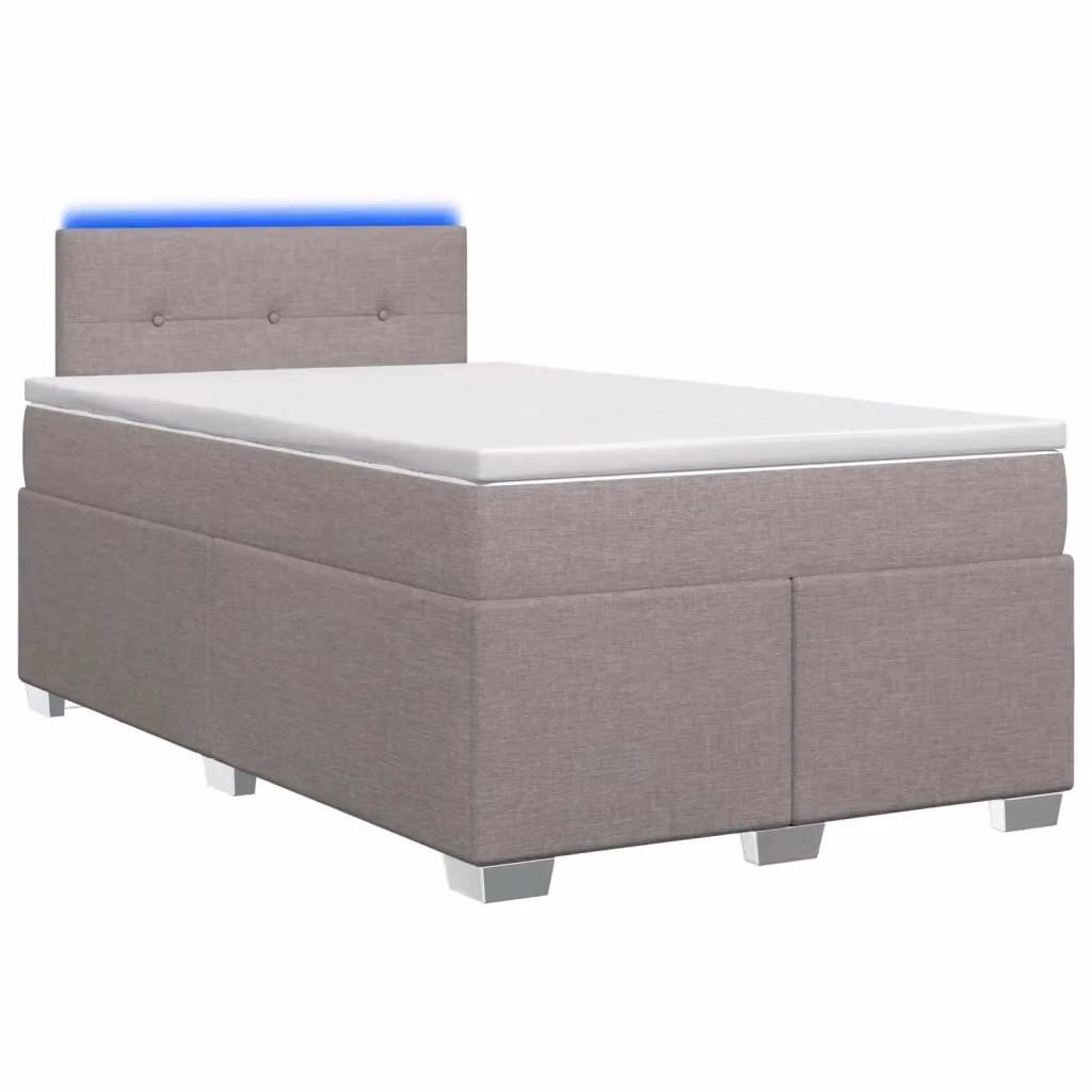 Letto con Box Spring, Materasso Ibrido e Illuminazione LED vidaXL, Colore Tortora, L/P/H: 200 x 120 x 88 cm – 2
