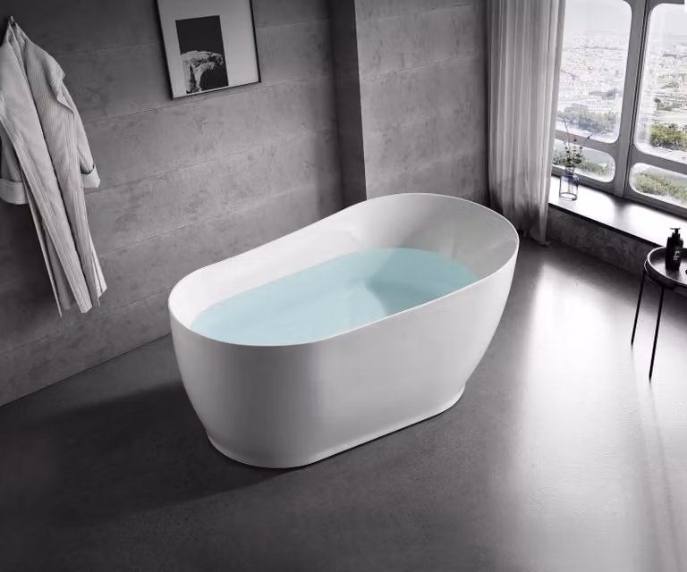 Weiße Halbrunde Acryl Badezimmer Luxuriöse Badewanne Oval Standwanne