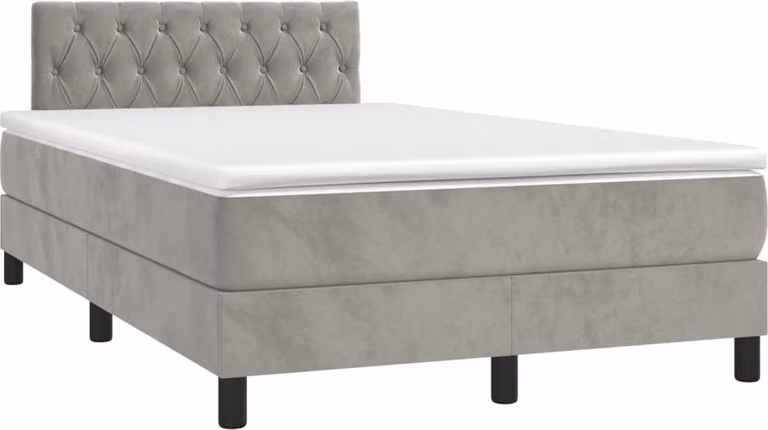 Giroletto a Molle con Materasso Grigio Chiaro 120x200cm Velluto