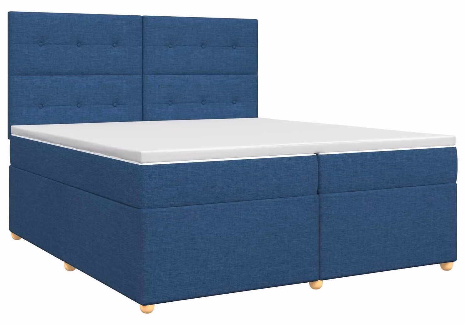 Letto a molle insacchettate con materasso e testiera in tessuto blu 200 x 200 cm
