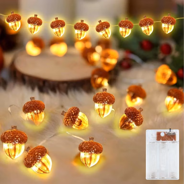 Catena luminosa a forma di foglie d'acero, lunghezza 3 metri, 30 LED, alimentazione a batteria, adatta per interni ed esterni