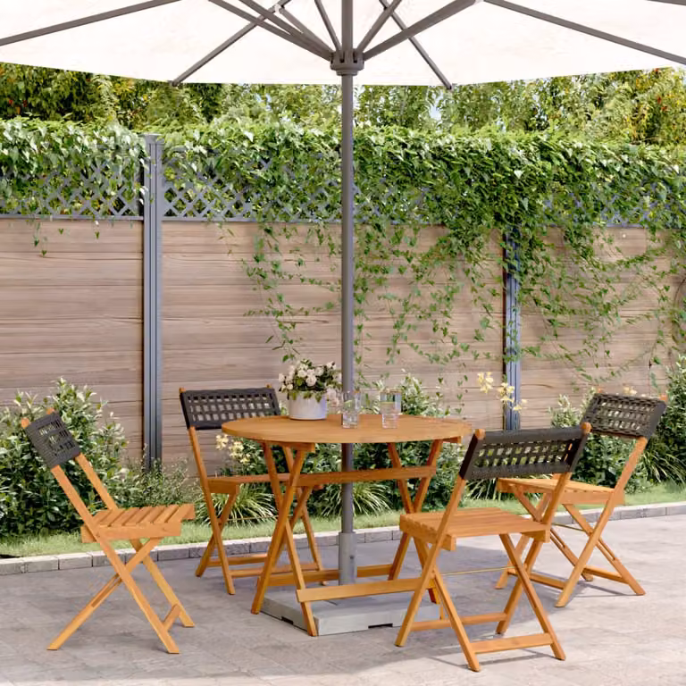 Maison Exclusive - Set da pranzo da giardino a 5 pezzi in rattan sintetico nero e legno massello