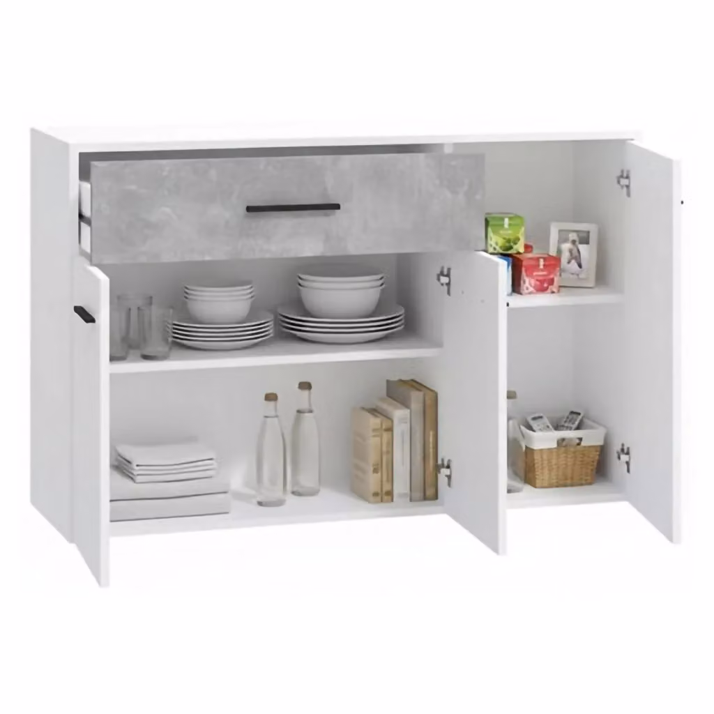 Madia Sanza DMORA, Credenza con un Cassetto Bianco Opaco, L: 119 cm, P: 33 cm, H: 80.5 cm – 2