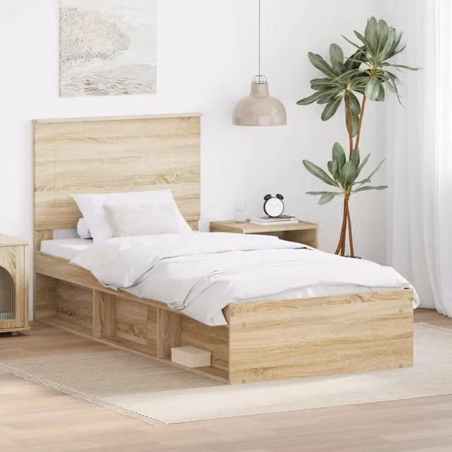Struttura del letto-Giroletto Rovere Sonoma 75 x 190 cm Pino massello 700897