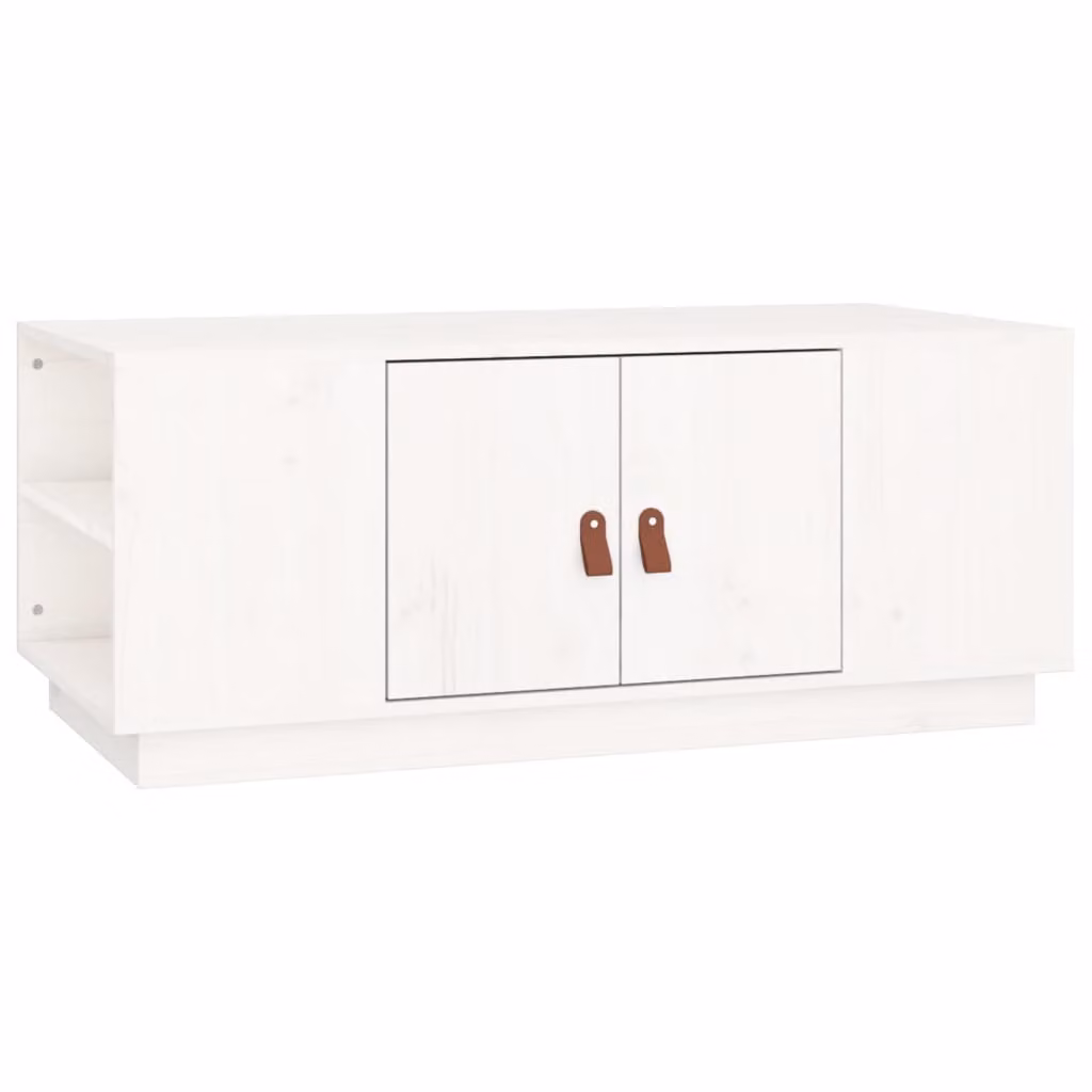 Tavolino da Salotto Bianco 100x50x41 cm Legno Massello di Pino