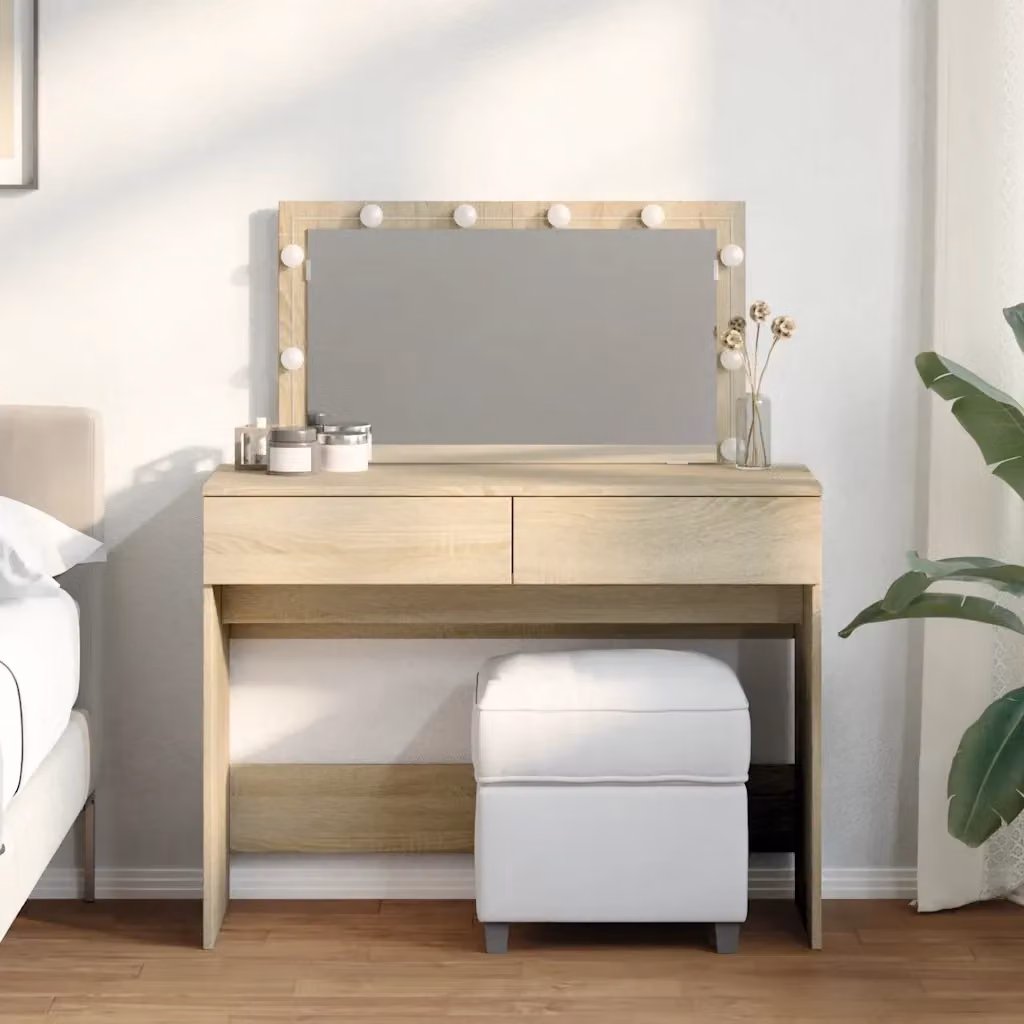 Toeletta con specchio LED in Rovere Sonoma, L/P/H: 100 x 40 x 120 cm – 2
