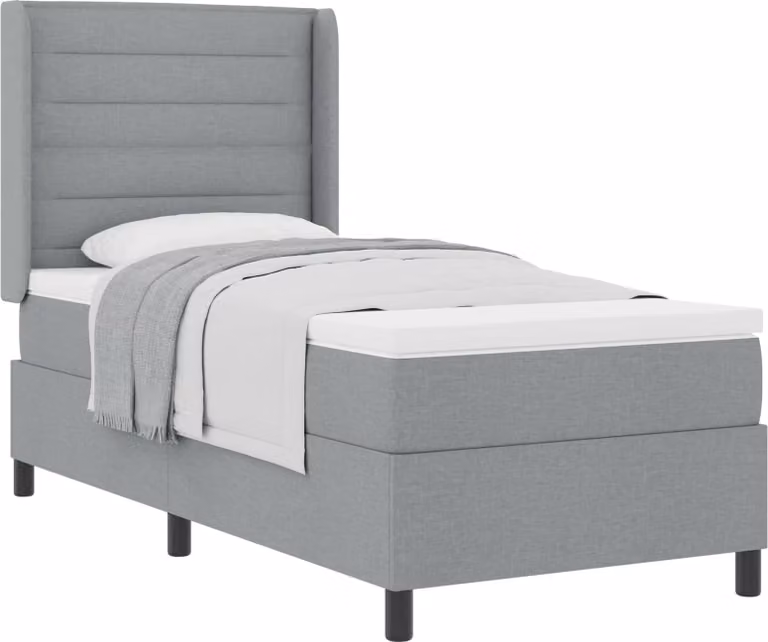Letto a molle con materasso Grigio chiaro 190 x 90 cm Tessuto