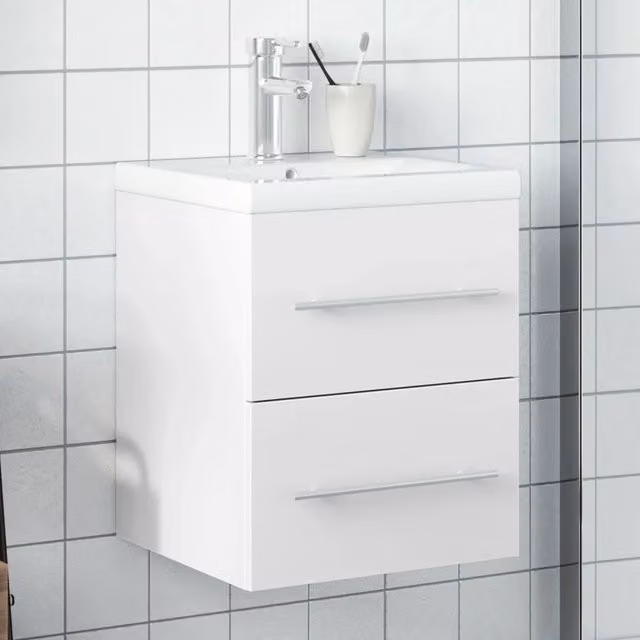 Mobile da Bagno con Lavabo da Cucina-Armadietto da bagno con Lavandino Bianco 581044