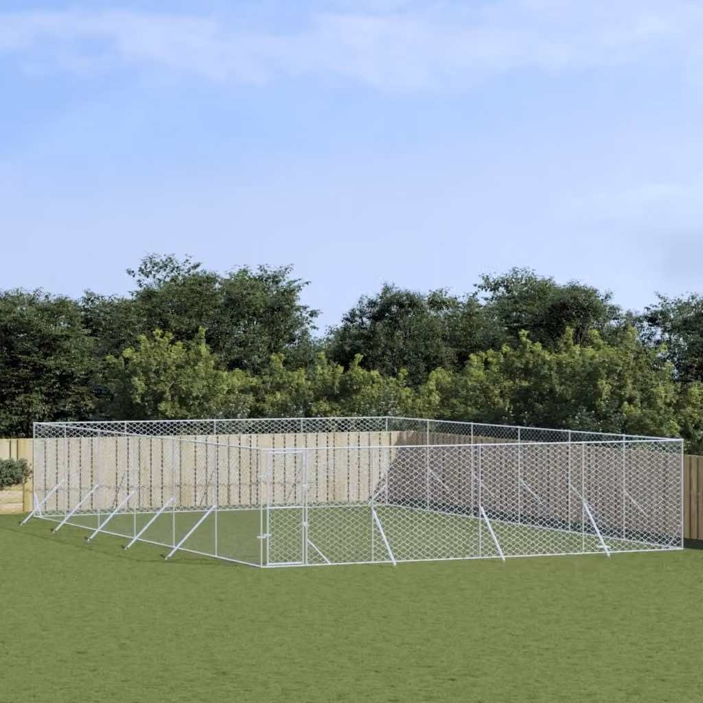 The Living Store Cuccia per cani da esterno Silver 8x12x2 m Acciaio zincato