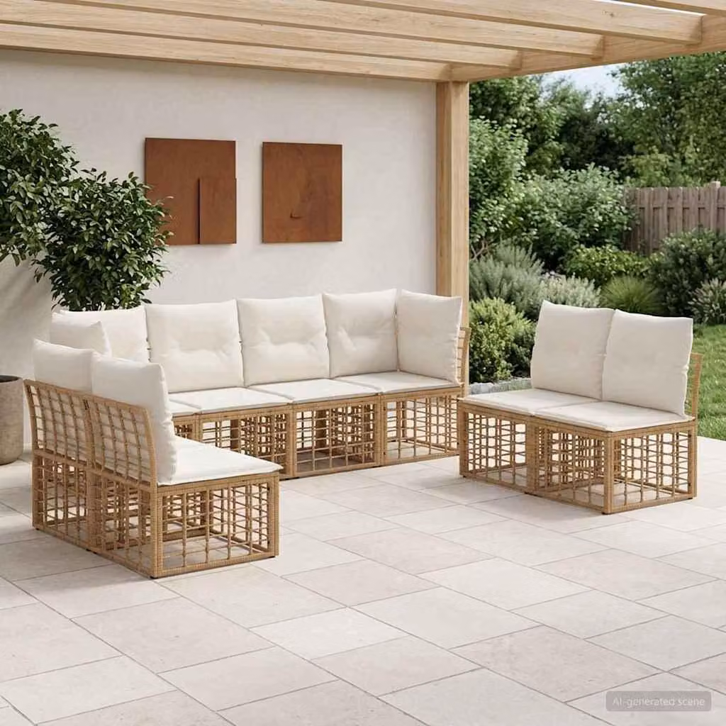 Maison Exclusive - Set divani da esterno in poliestere naturale