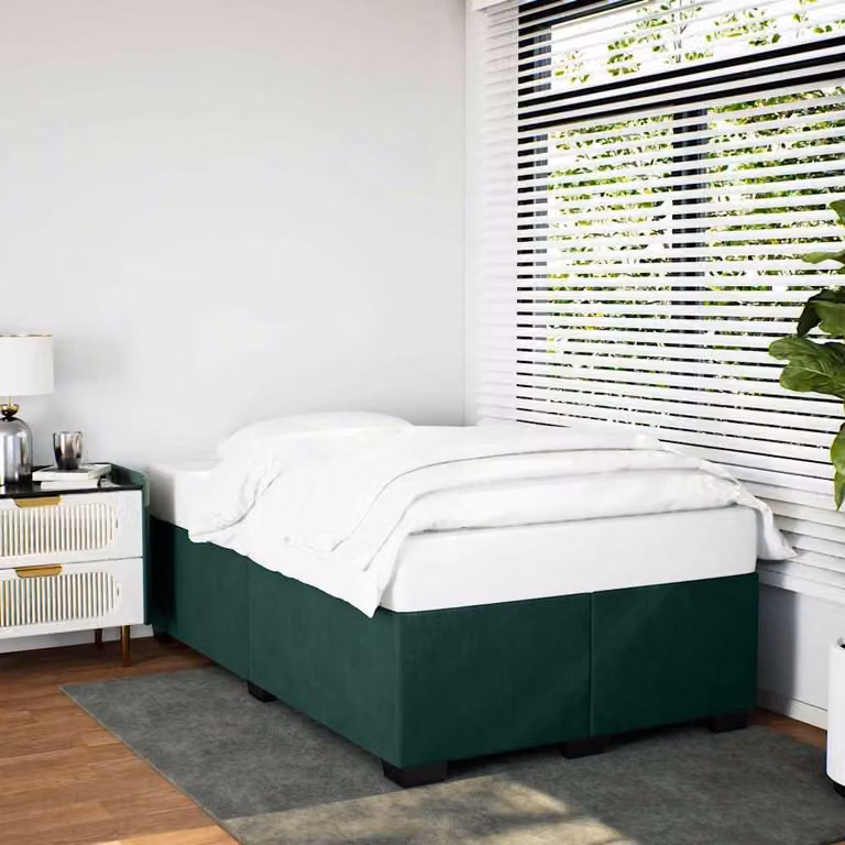 vidaXL Giroletto senza Materasso in Velluto Verde con Listelli in Legno L/P: 120 x 200 cm