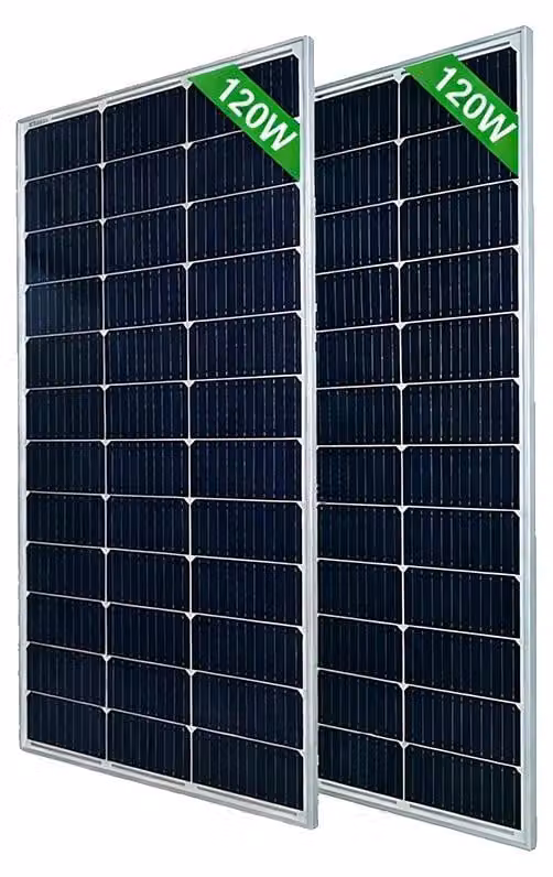 Pannello solare, alta efficienza, struttura resistente, 2 pannelli da 120 W
