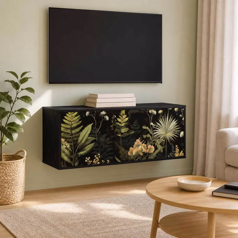 Mobile TV da parete vidaXL RHENEN in Rovere Nero, L 102 x P 33 x H 40 cm