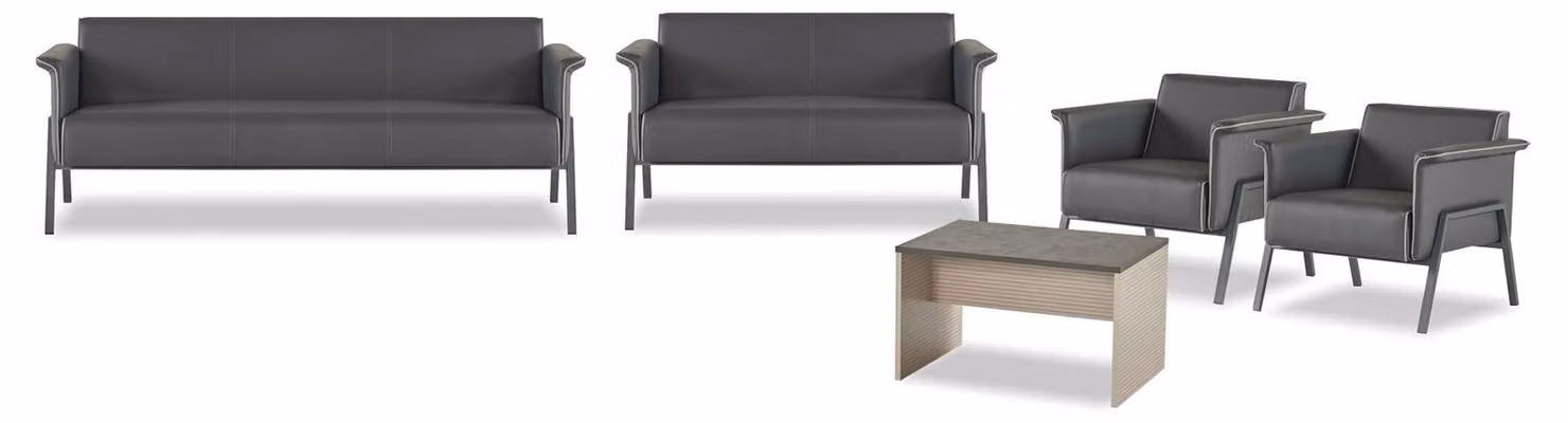 Dunkelgraue Arbeitszimmer Möbel Designer 3-Sitzer Zweisitzer Sessel