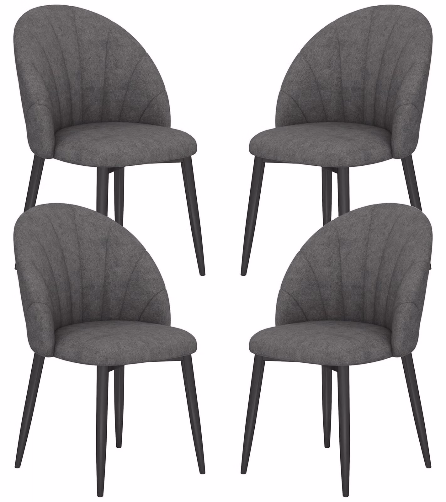 Sedie da pranzo - Sedie da cucina - Set di sedie - Sedie moderne - Sedie in velluto - Grigio scuro