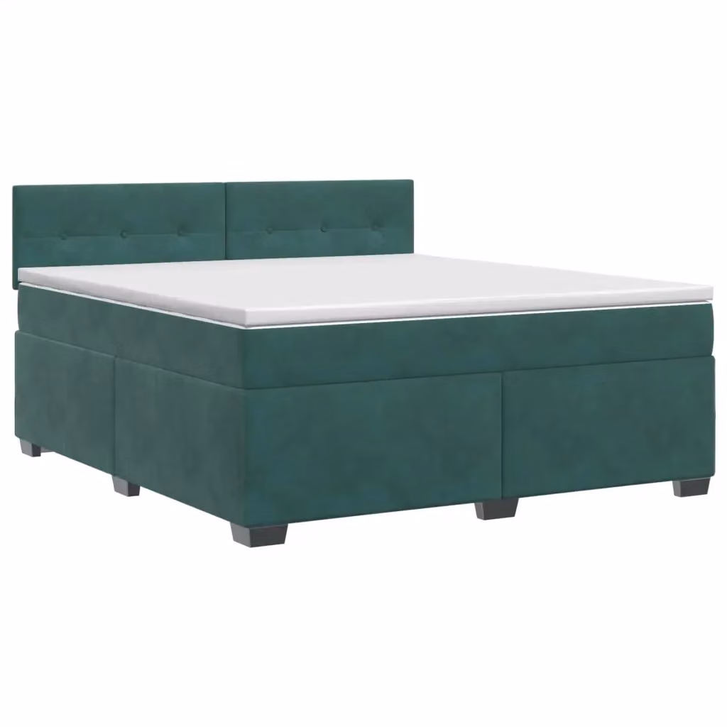 Letto box spring con materasso vidaXL in velluto verde scuro e bianco L/P: 140 x 190 cm – 2