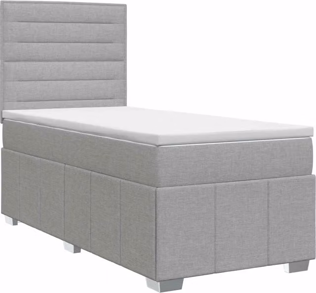 Letto box spring con materasso vidaXL in tessuto Grigio e Bianco, L/P/H: 90 x 200 x 76 cm