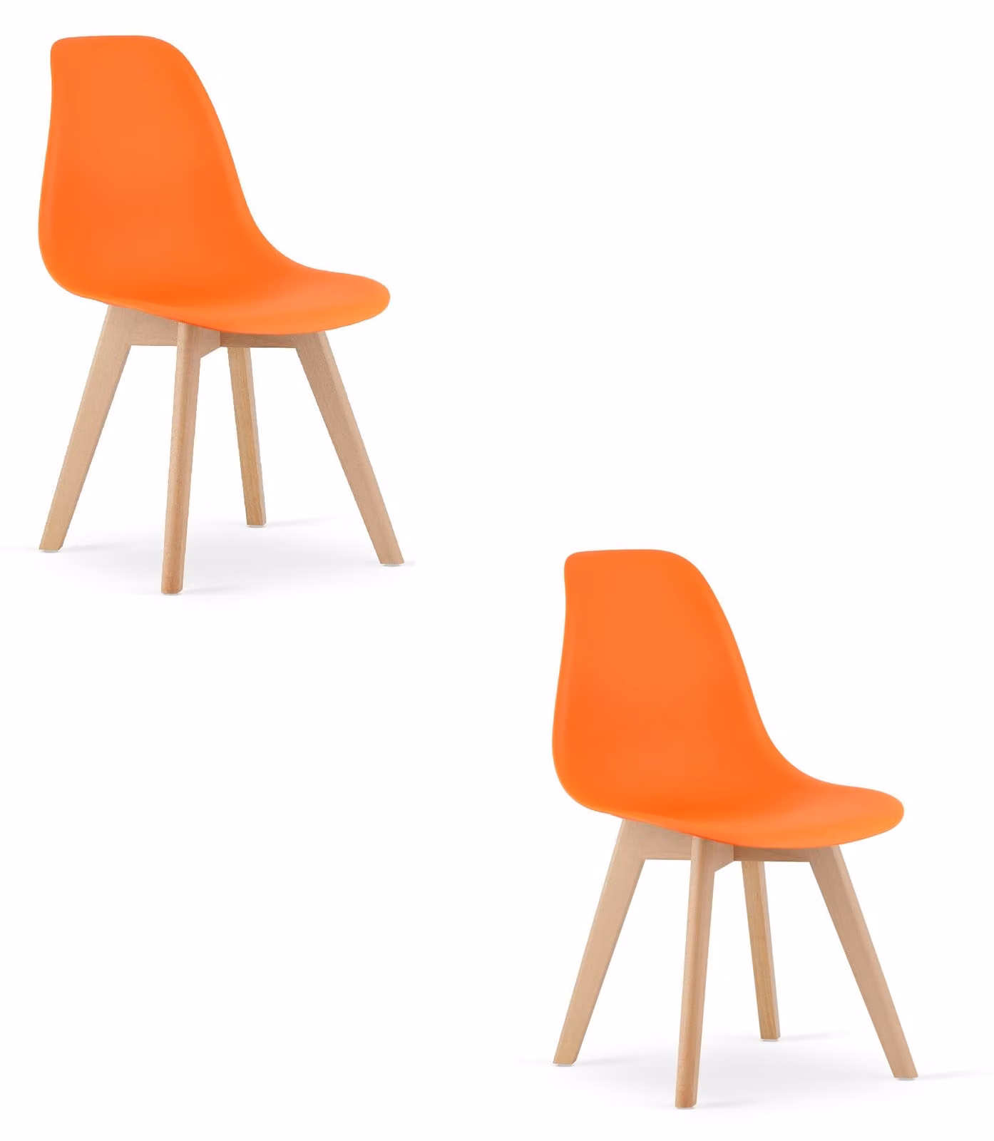 Sedia arancione KITO con gambe in faggio naturale per la sala da pranzo x2