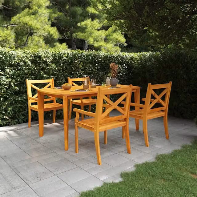 Set da Pranzo per Giardino 5 pz in Legno Massello di Acacia 3058003