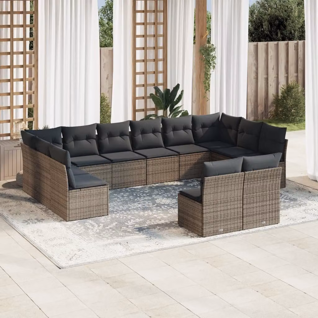 Maison Exclusive - Set Divani da Giardino 12 pz con Cuscini Grigio in Polyrattan