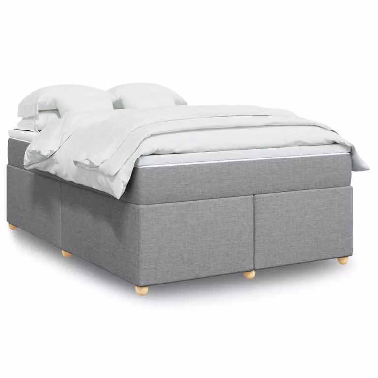vidaXL Giroletto a molle con materasso in tessuto grigio e bianco, L/P/H: 140 x 190 cm