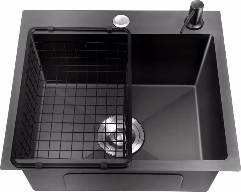 Lavello da cucina, vasca singola, acciaio inox resistente, nero