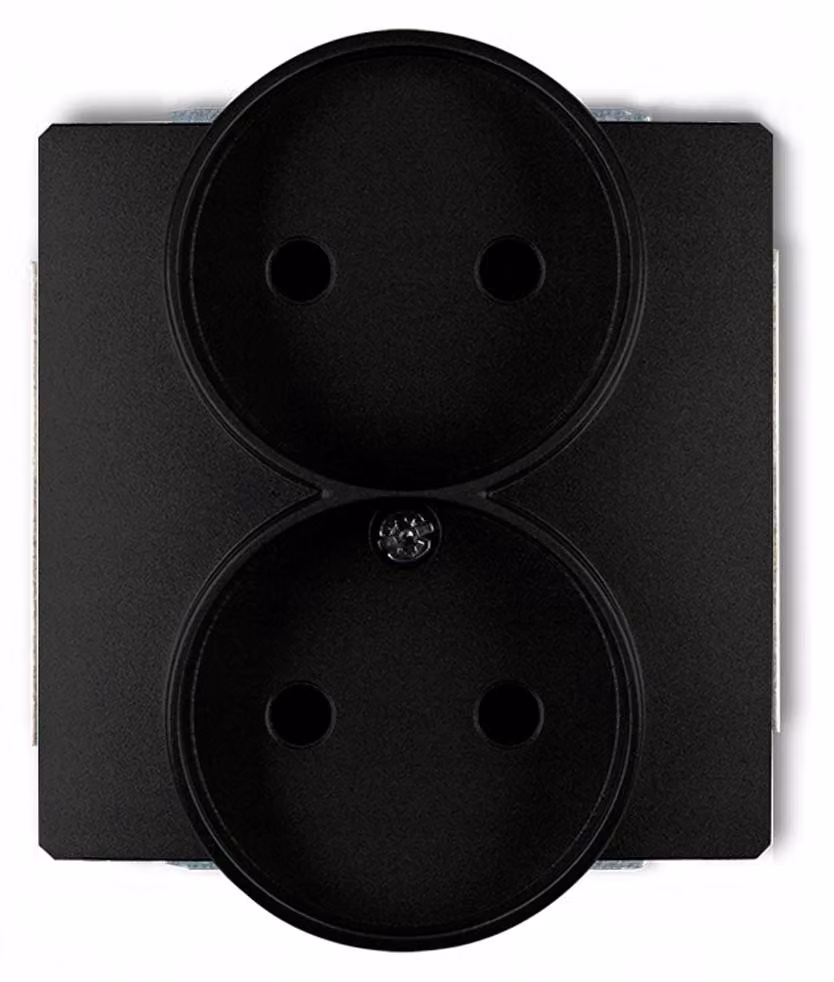 Prese a muro doppie, serie Karlik DECO, da incasso, colore nero
